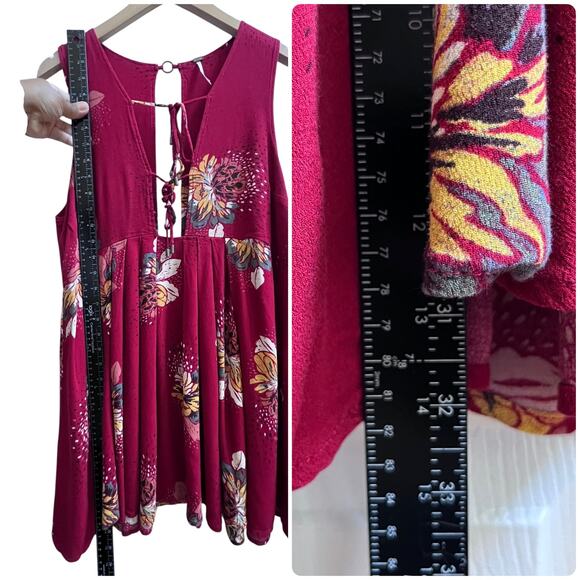 Free People Lovely Day Allover Print Tie Tunic Size Medium Boho Hippie Festival - Picture 8 of 10